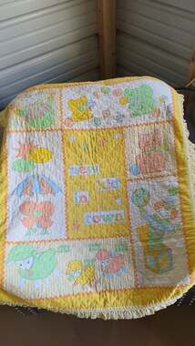 Vintage 80s/90s Unisex Baby Blanket Yellow